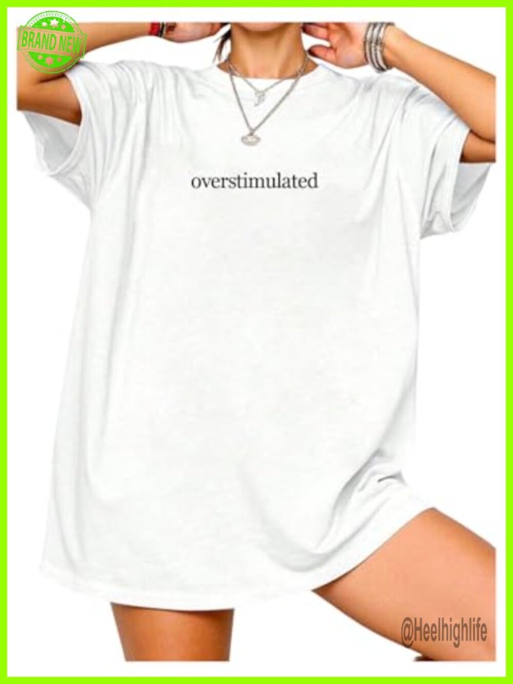 Womens Oversized Letter Print Graphic Tee Crew Neck Short Sleeve